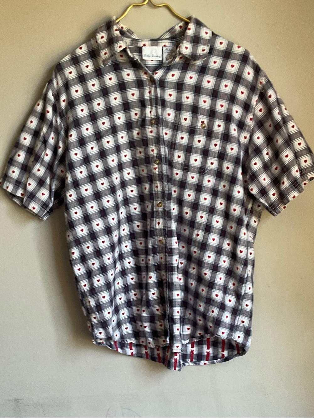 Bobbie Brooks Black, White and Red Plaid Short-Sleeve Button-Down Shirt